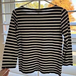 J Crew Black and White Striped Top